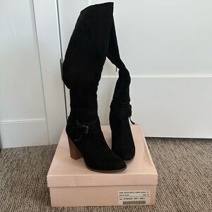 JustFab black suede tall boots